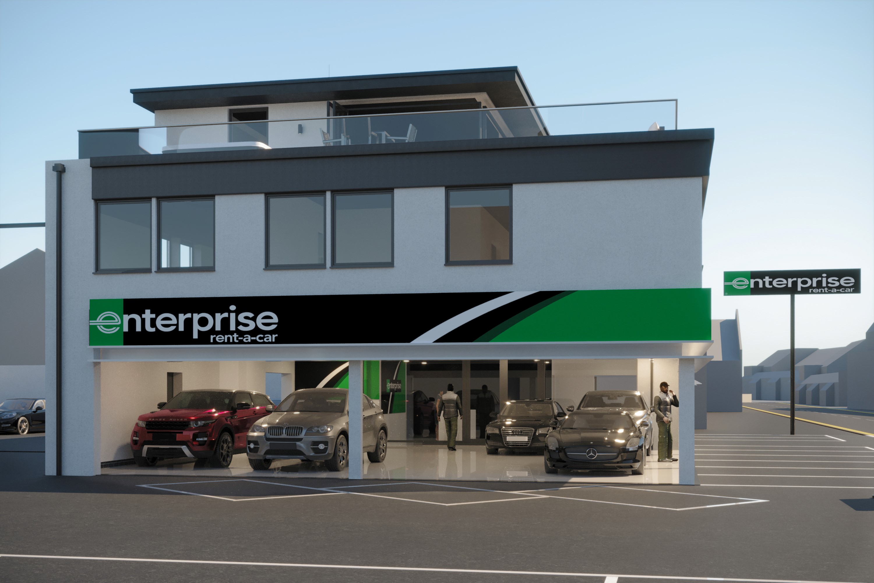 Enterprise Rent-a-Car arrives at Lottbridge Drove, Eastbourne